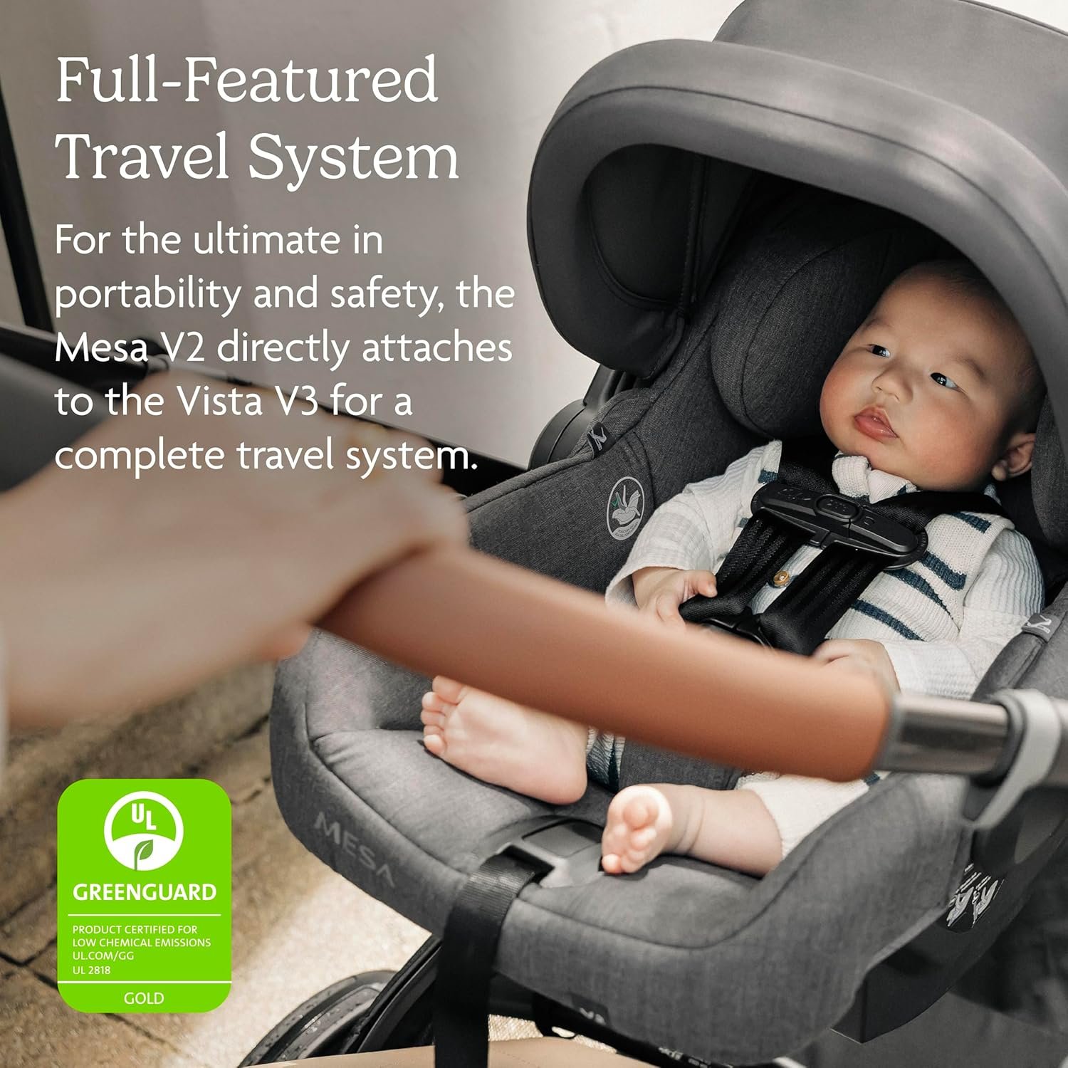 81kKd5sH48L._SL1500_.jpg UPPAbaby Travel System - Vista V3 Stroller + Mesa V2 Infant Car Seat Combo - Toddler Seat. Rain Shield. Bug Shield. Storage Bag. Car Seat. Base + Infant Insert Included - Jake (Charcoal) - Image 3