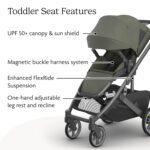 UPPAbaby Cruz V3 Stroller - from Birth + Car Seat Compatible - Full-Size. Reversible Seat - Infant Insert. Bug and Rain Shields Included - Evelyn (Meadow Green/Graphite Frame/Chestnut Leather) - Image 5