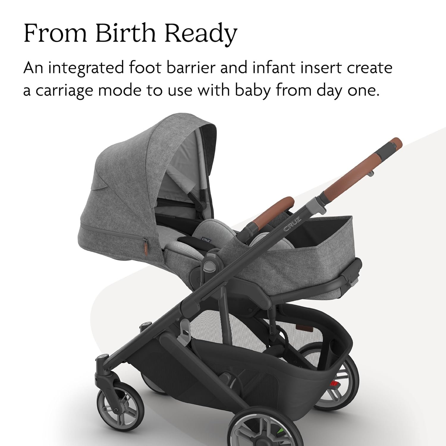 81oZ1KQIBjL._SL1500_.jpg UPPAbaby Cruz V3 Stroller - from Birth + Car Seat Compatible - Full-Size. Reversible Seat - Infant Insert. Bug and Rain Shields Included - Greyson (Charcoal Mélange/Carbon Frame/Saddle Leather) - Image 4
