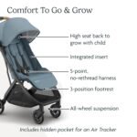 UPPAbaby Minu V3 Travel Stroller | Lightweight + Compact Design | One-Hand Fold + Unfold | from Birth + Overhead Compatible | Dillan (Stone Blue/Carbon Frame/Sand Leather) - Image 5