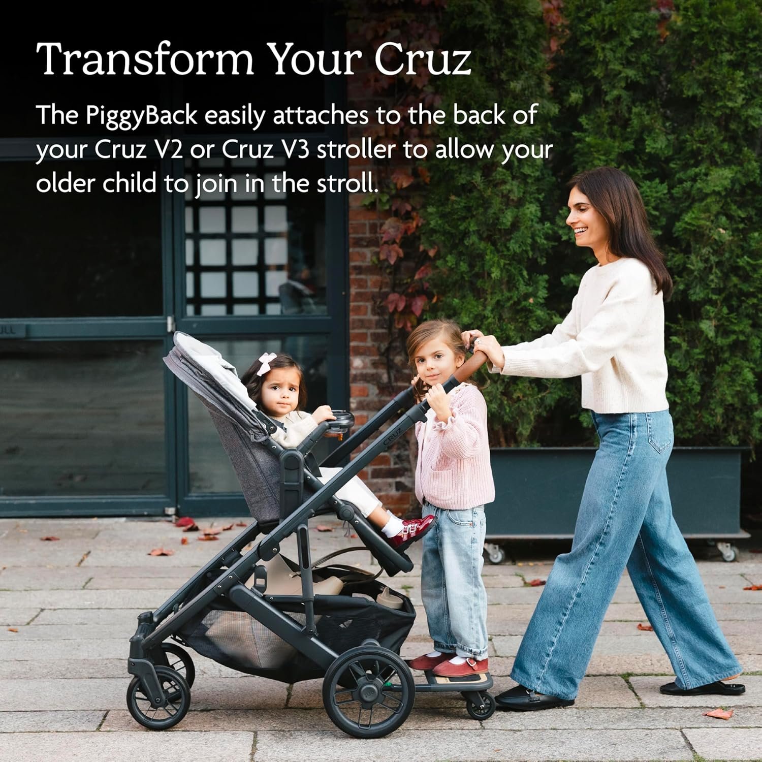 91fzAZ6NMzL._AC_SL1500_.jpg UPPAbaby PiggyBack Ride-Along Board for Cruz V2 and V3 / Quick Attachment for Children to Stand + Stroll / 55 lbs. Weight Capacity - Image 2