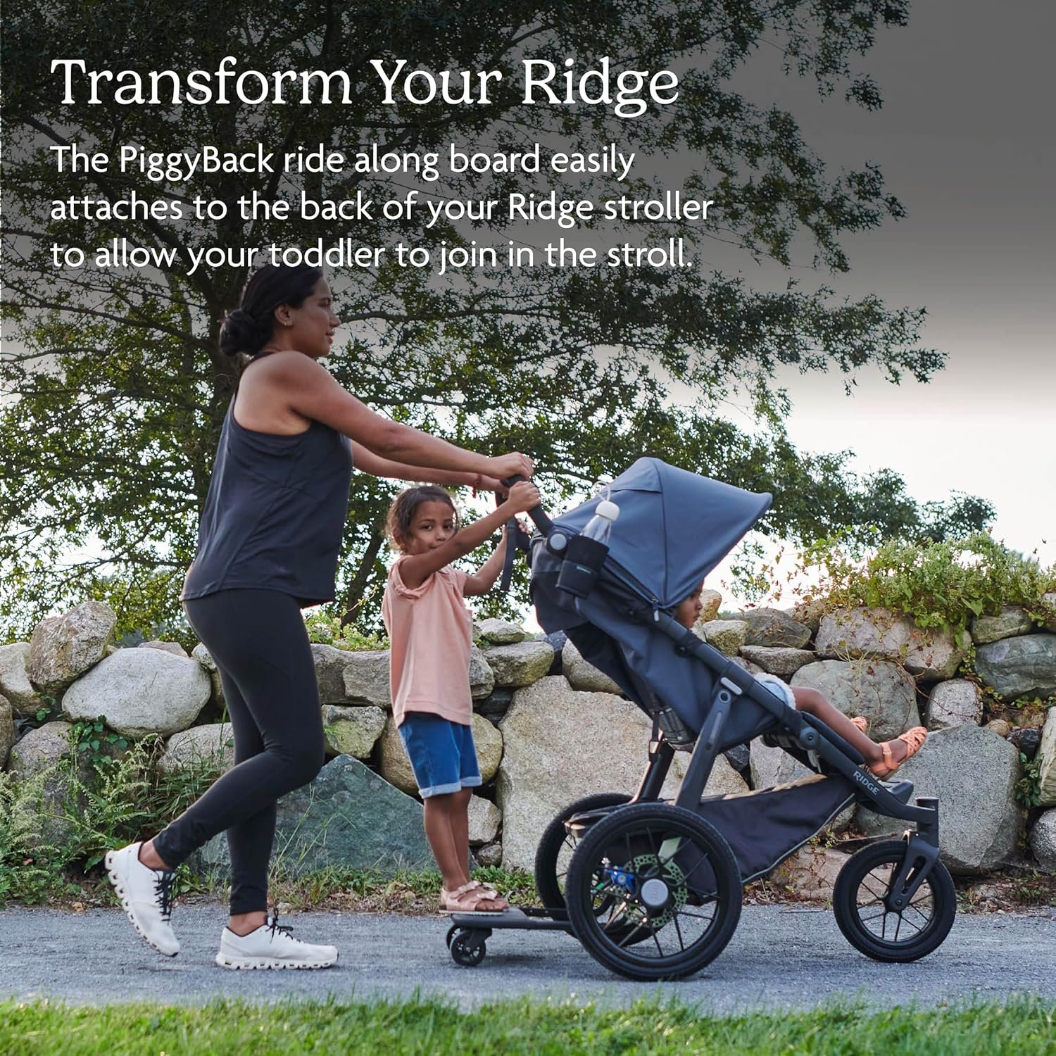 91kuRivDe3L._SL1500_.jpg UPPAbaby Piggyback Ride-Along Board for Ridge Stroller/Quick Attachment for Toddlers to Stand + Stroll - Image 2