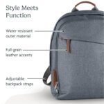 UPPAbaby Changing Backpack/Multiple Storage Compartments/Stroller Strap Attachment/Bottle Insulator and Changing Pad Included/Greyson (Charcoal Mélange/Saddle Leather) - Image 3
