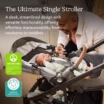 UPPAbaby Cruz V3 Stroller - from Birth + Car Seat Compatible - Full-Size. Reversible Seat - Infant Insert. Bug and Rain Shields Included - Greyson (Charcoal Mélange/Carbon Frame/Saddle Leather) - Image 3